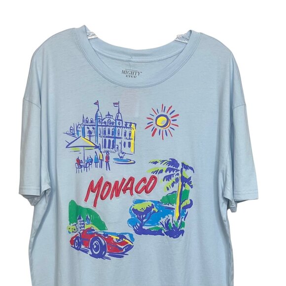 Mighty Fine Monaco Graphic Tee Tshirt Embroidery Blue Size Medium New - Picture 3 of 8